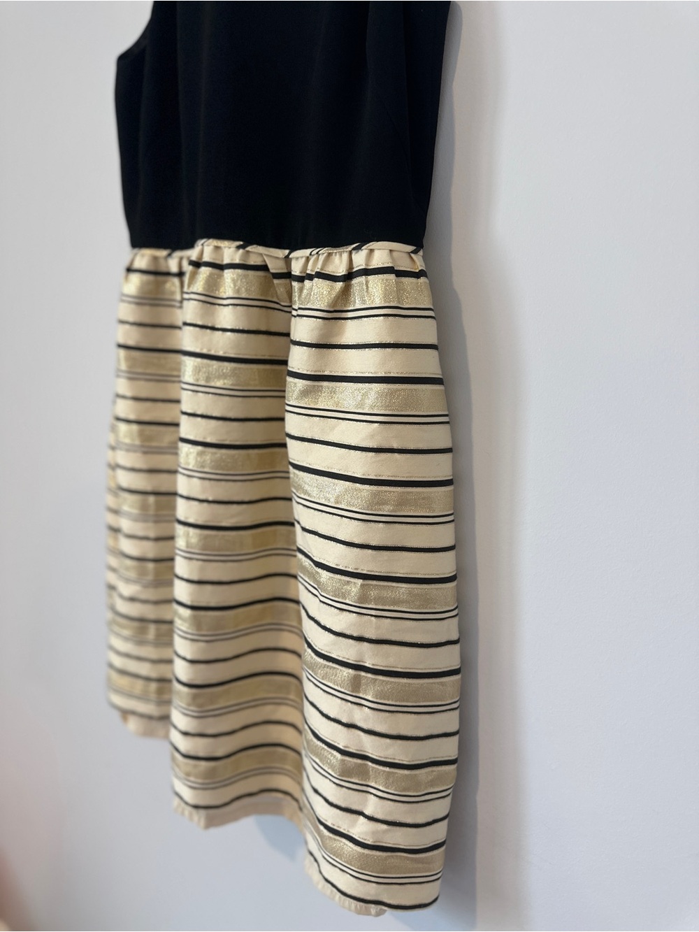 J.Crew Sleeveless Skater Dress | Black & Gold Stripe Skirt | Size 6 - Picture 4 of 14